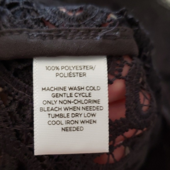 NWT AnnTaylor LOFT lace charcoal top - Picture 4 of 4